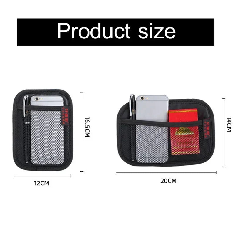 Car Leather Mesh Bag Oxford Fabric Storage Net | Interior Organizer for Phones, Coins, Keys | Auto Stowing Tidying Tools
