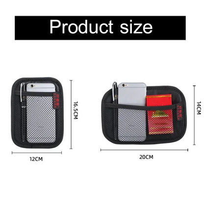 Car Leather Mesh Bag Oxford Fabric Storage Net | Interior Organizer for Phones, Coins, Keys | Auto Stowing Tidying Tools