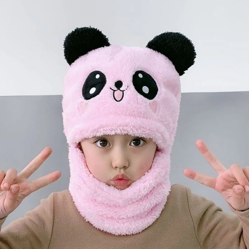 Fashionable Autumn & Winter Children's Cartoon Hat & Scarf Set - Double Layer Wool Warm Hat for Boys & Girls