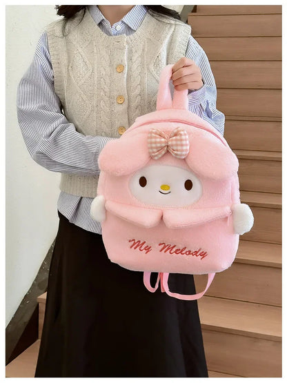 Kuromi & Cinnamoroll Plush Backpack — Cute Cartoon Soft Daypack for School, Travel & Daily Use