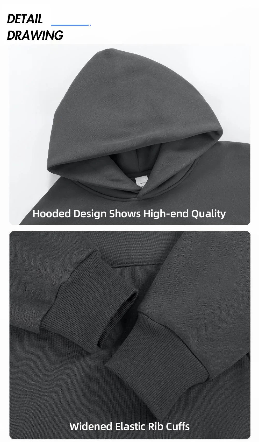 480gsm Heavyweight Cotton Fleece Hoodie – Unisex Plus Velvet Thick Pullover Sweatshirt with Hood