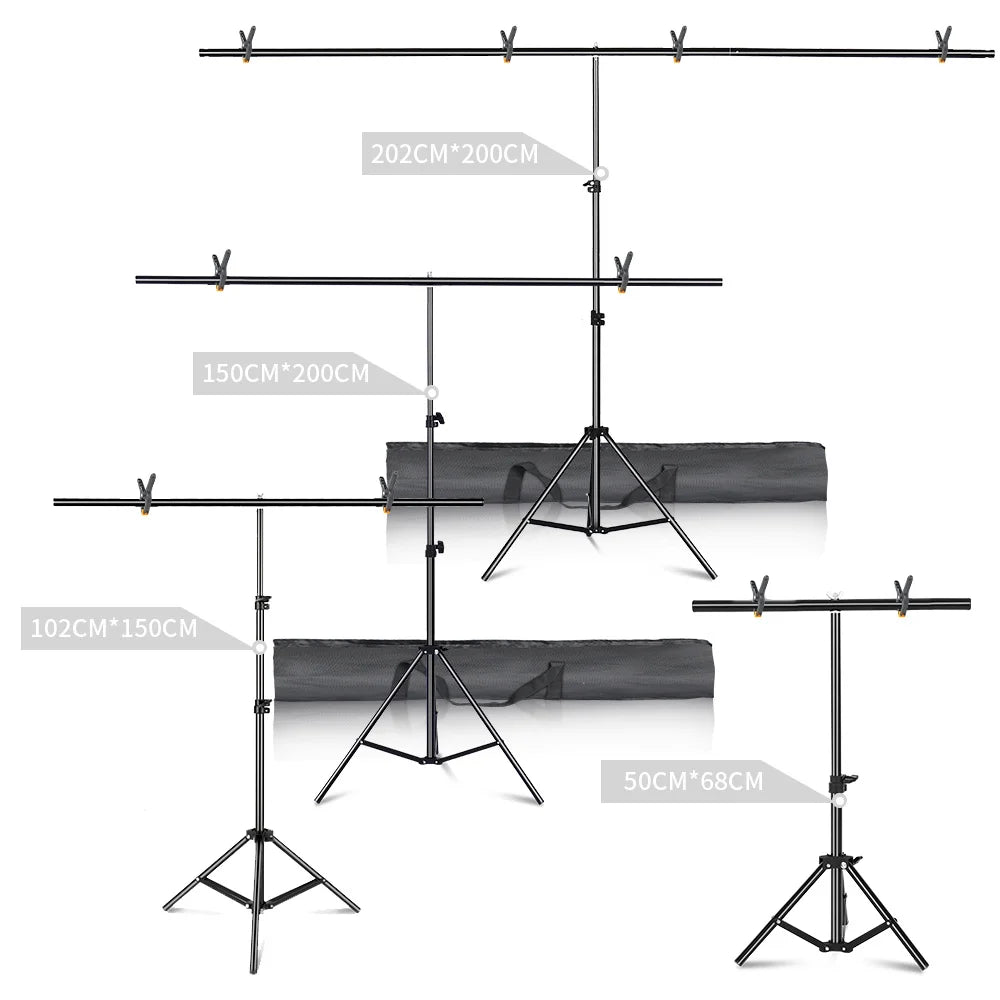 T-Shaped Adjustable Tripod Stand – Photography Backdrop Support System for Non-Woven & Muslin Backgrounds