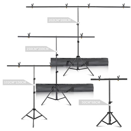 T-Shaped Adjustable Tripod Stand – Photography Backdrop Support System for Non-Woven & Muslin Backgrounds