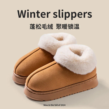 2024 Women's Fashion Snow Boots – Fluffy Plush Faux Fur Winter Slippers, Cozy Indoor Shoes for Men & Women
