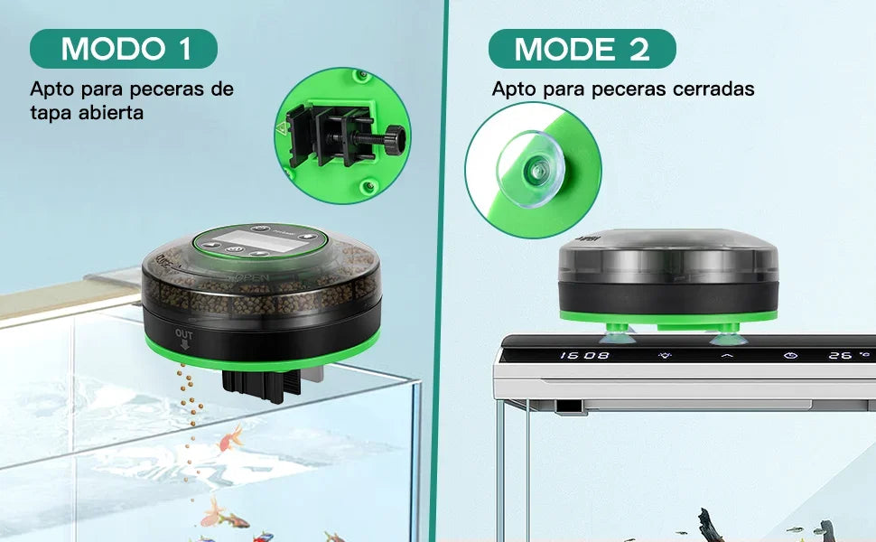 Automatic Fish Feeder for Aquarium – Rechargeable Food Dispenser with Timer, LCD Display & USB Cable
