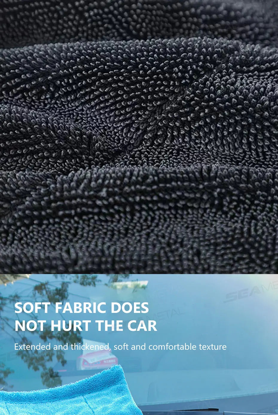 SEAMETAL 1200GSM Microfiber Car Towel – Ultra-Soft Heavy-Duty Drying & Detailing Cloth