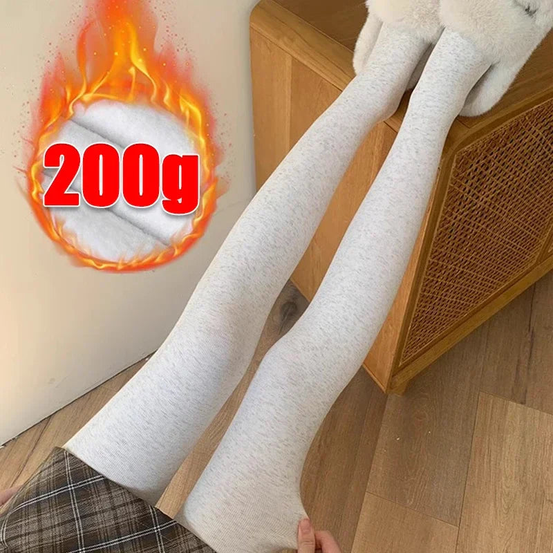 Women’s Winter Plush Leggings — Thicken Vertical Stripe Thermal Tights, High-Waist Fleece, Slim Fit, High Stretch