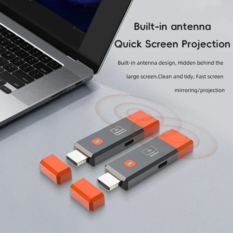 Wireless HDMI Video Transmitter & Receiver Kit – TV Stick Dongle Adapter for PC, Camera, Laptop to Projector, Monitor, TV