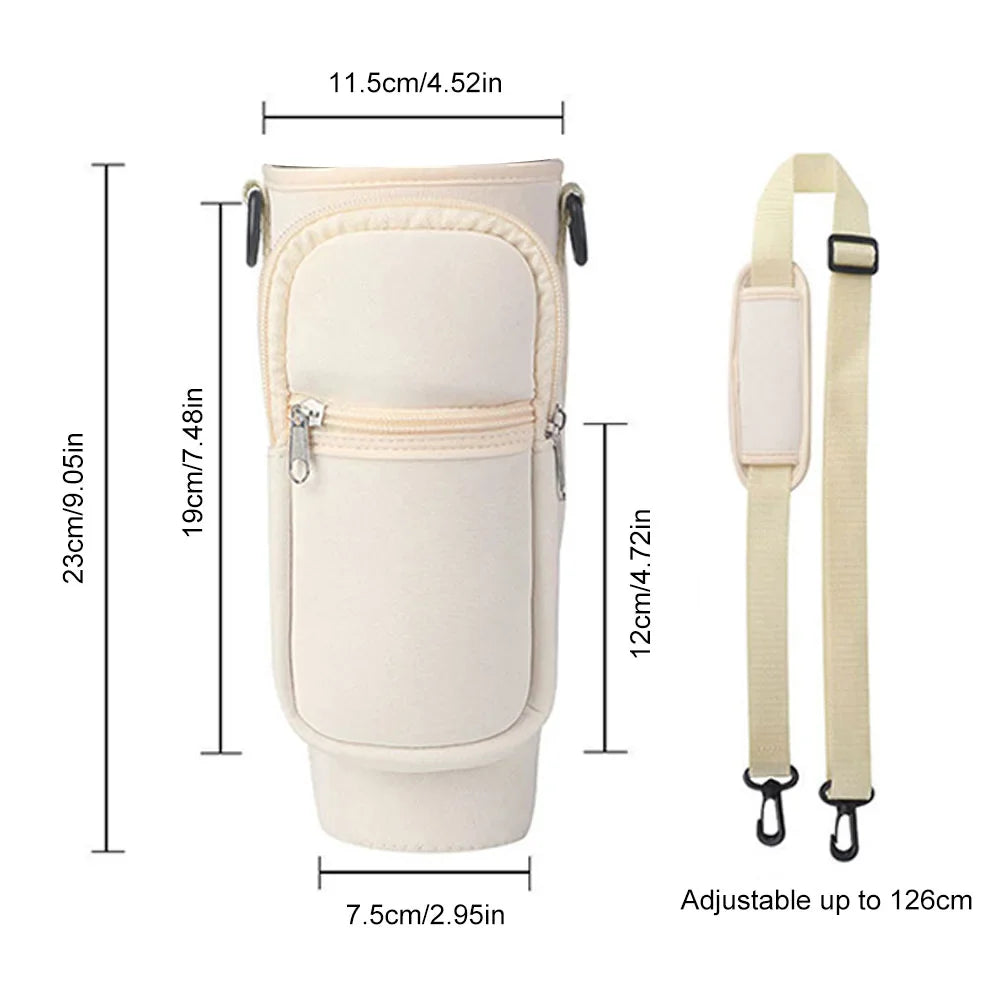 Portable Water Bottle Carrier Bag – Neoprene Holder with Phone Pocket for Stanley 40oz Tumbler with Handle