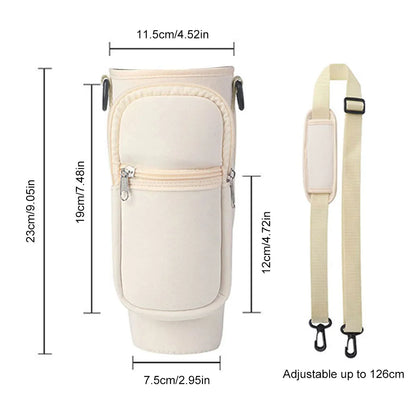 Portable Water Bottle Carrier Bag – Neoprene Holder with Phone Pocket for Stanley 40oz Tumbler with Handle