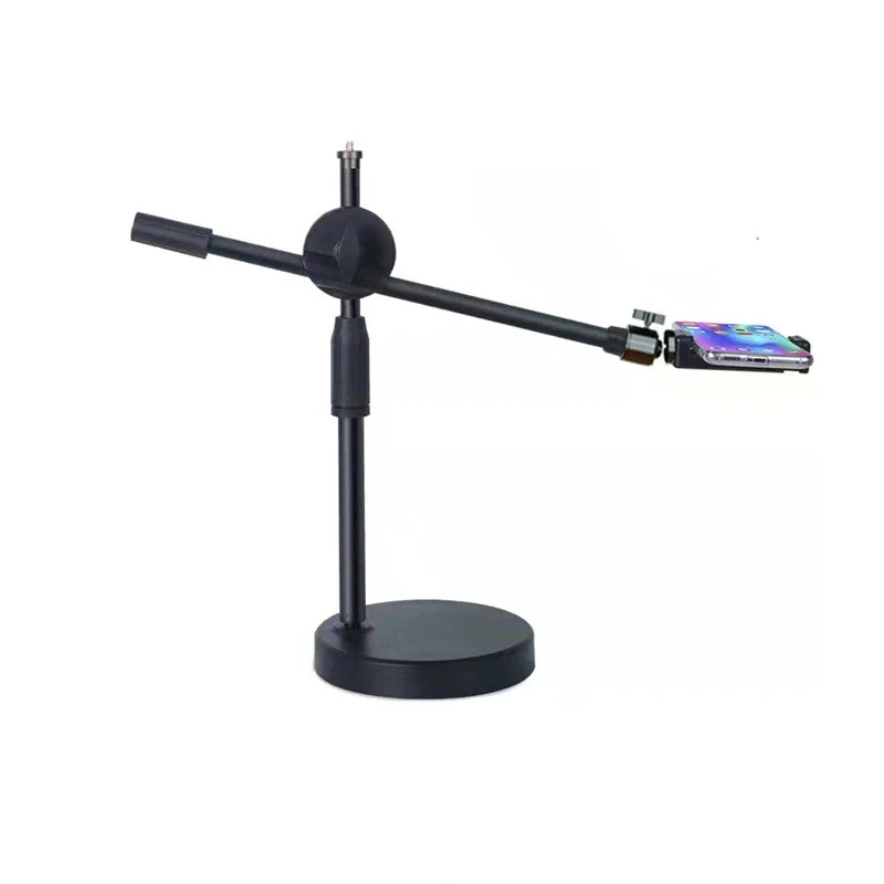 Overhead Tripod with Ring Light and Tabletop Stand, Mobile Phone Holder, Boom Arm for Nail Art and Photography