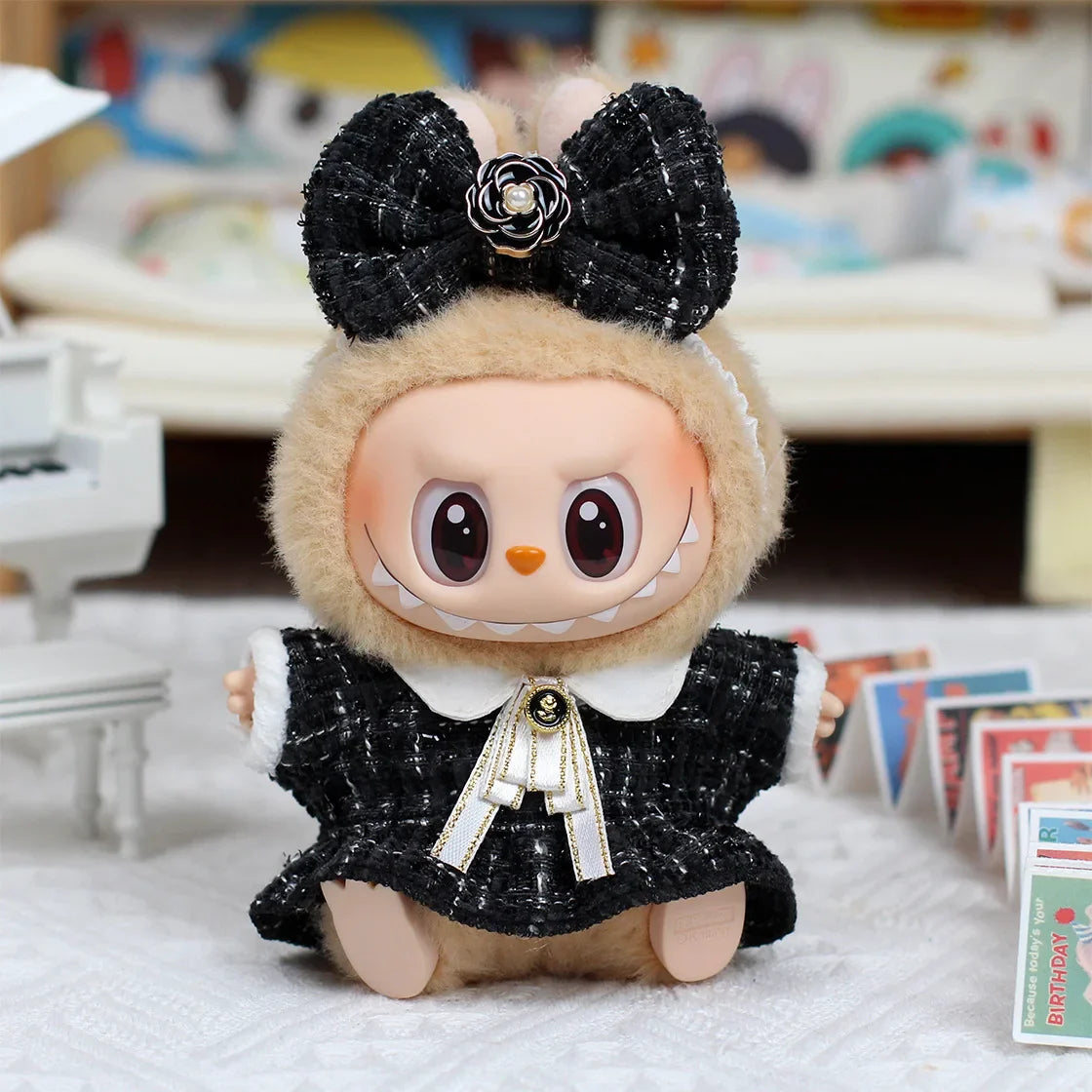 17cm Labubu Doll Monster Outfit & Accessories, DIY Sweet Princess Dress Cloak for Kids, High-Quality ED12B