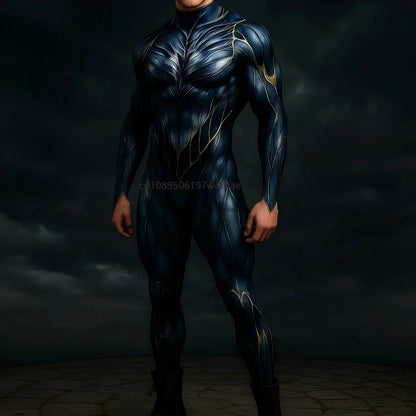 Men's Cyberpunk Muscle Bodysuit - Sci-Fi Printed Cosplay Zentai Costume for Carnival, Stage & Performance Events