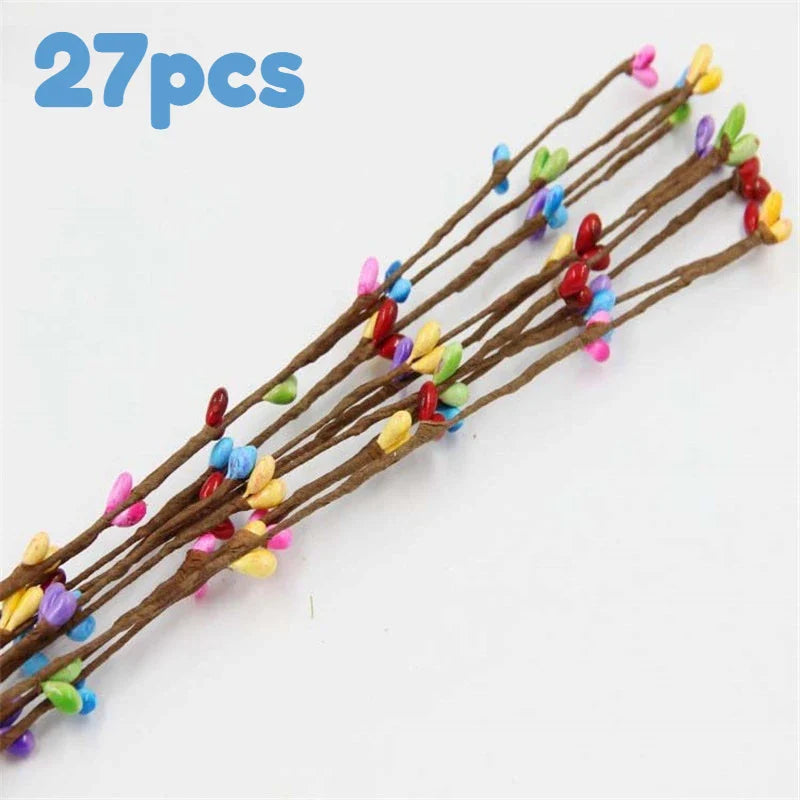 27/47pcs Easter & Spring Artificial Berry Stems with Flowers – DIY Wreath, Bunny Ears & Centerpiece Decorations