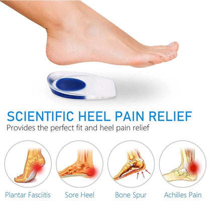 Medical Silicone Heel Protector Insoles – Inserts for Heel Spur Relief, Plantar Fasciitis Pain & Pressure Reduction