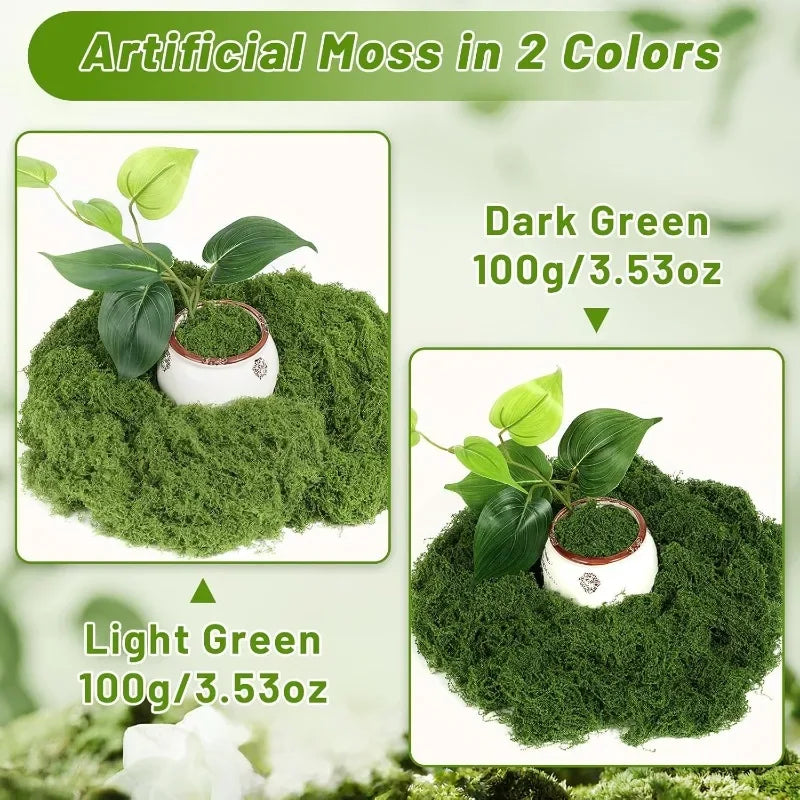 Artificial Green Moss Plants - Realistic Faux Moss Grass for Home, Garden Decor & DIY Crafts