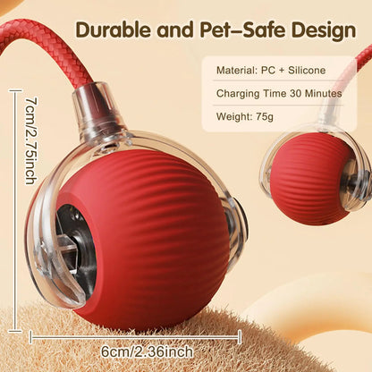Cat Interactive Ball Toy – Automatic Rolling Ball with Tail, Rechargeable Smart Pet Toy, Intelligent Mouse for Cats