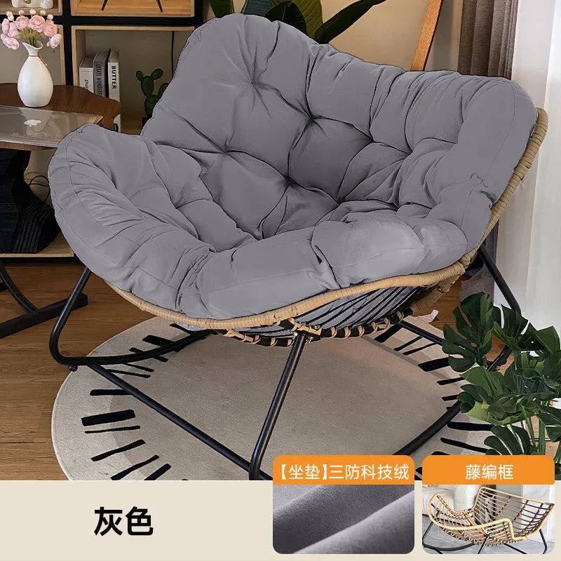 Realife Woven Rattan Rocking Chair - Comfortable Lazy Lounge Chair with Soft Cushion for Balcony & Home Relaxation