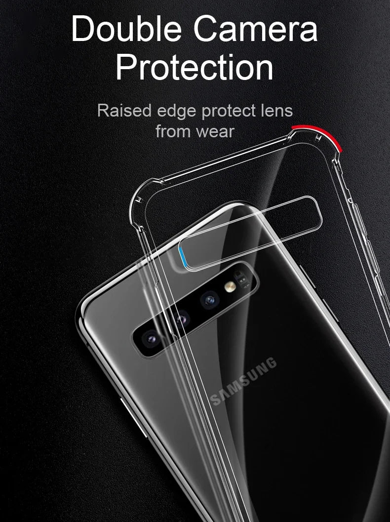 Luxury Transparent Silicone Case for Samsung Galaxy S25/S24/S20 FE/S10/S9/S8 Plus/S10E/Note 8/9/10 Lite – Soft Shockproof Protection