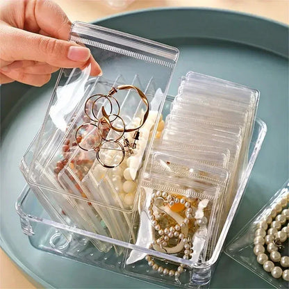 10–100PCS PVC Self-Sealing Zip Lock Bags — Thick Transparent Reclosable Pouches for Jewelry & Gift Storage