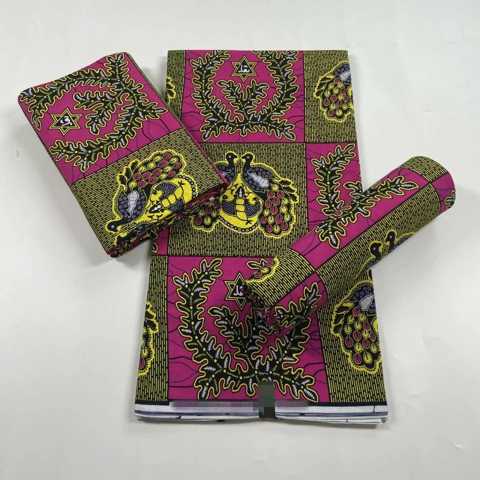 African Wax Print Fabric - High-Quality Cotton Ankara Gold Print Pagne for Wedding & Dress Sewing