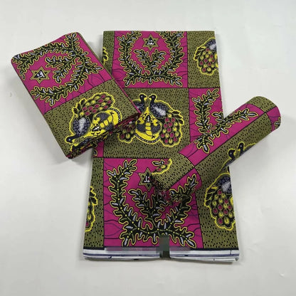 African Wax Print Fabric - High-Quality Cotton Ankara Gold Print Pagne for Wedding & Dress Sewing