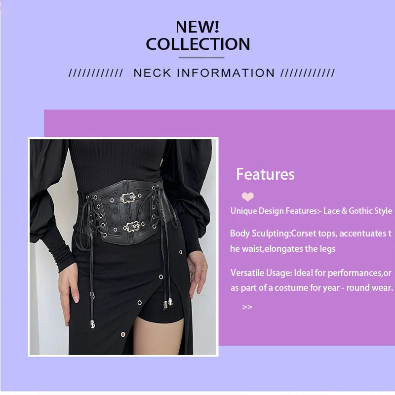 Retro Gothic Corset Belt - Elastic Lace Pin Buckle Waist Cummerbund for Women Dresses & Shirts