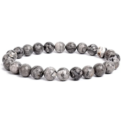 Natural Stone Bead Bracelet - Amethyst Crystal Quartz Aquamarine Jade Agate Elastic Bangle Jewelry for Women & Men