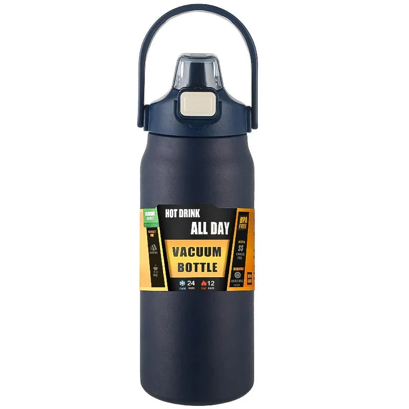 Outdoor Stainless Steel Thermos Bottle – 304 Vacuum Insulated Travel Mug with Straw, Hot & Cold Sports Water Tumbler Portable Flask