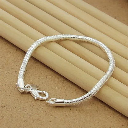 Fine 925 Sterling Silver Chain Bracelet – Solid Charm Jewelry for Women & Men, Party, Wedding & Fashion Gift
