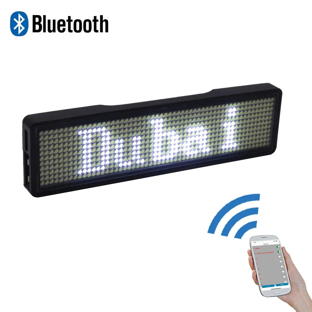 Rechargeable LED Name Badge Display – Programmable Scrolling Message Board with Multi-Language Support