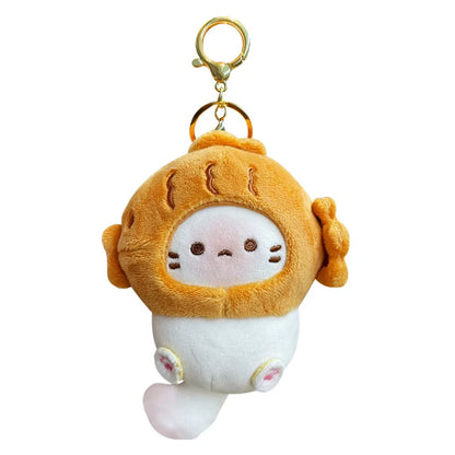 Plush Cocoa Cat Snapper Keychain – Cute Soft Doll Pendant, Exquisite Schoolbag Charm Accessory