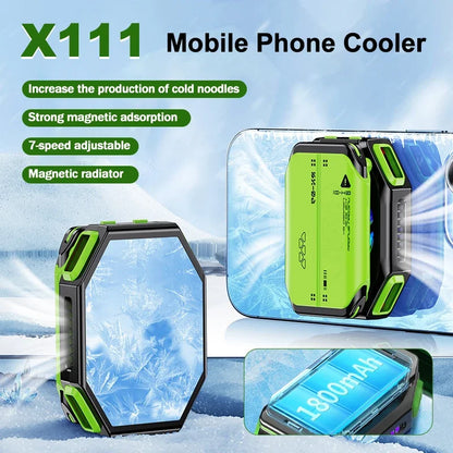 X111 Magnetic Phone Cooling Fan – 7 Speed Semiconductor Radiator, PUBG Game Cooler, Universal for iOS & Android