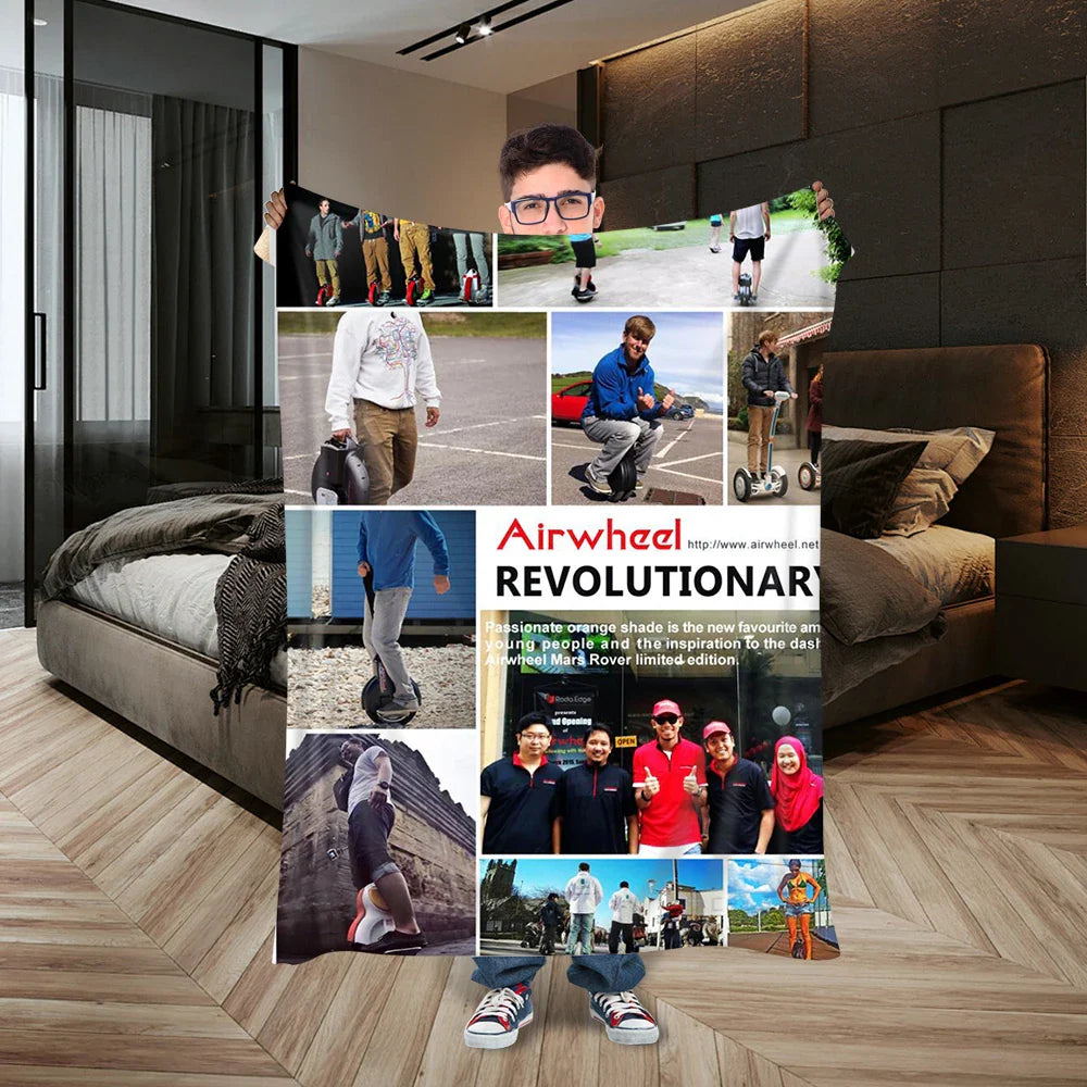 Custom Personalized Wool Blanket – Photo & Text Printed Sofa Throw, Unique Gift for Pets, Friends & Family