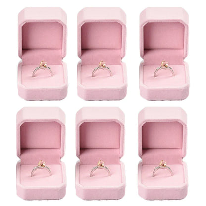 6PCS Red Velvet Heart Ring Boxes – Romantic Jewelry Display & Gift Case for Engagement, Wedding & Wholesale