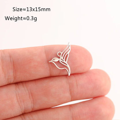 5PCS Animal Claw Charms Set – Stainless Steel Cat, Elephant, Hummingbird & Yoga DIY Pendants for Necklaces & Earrings
