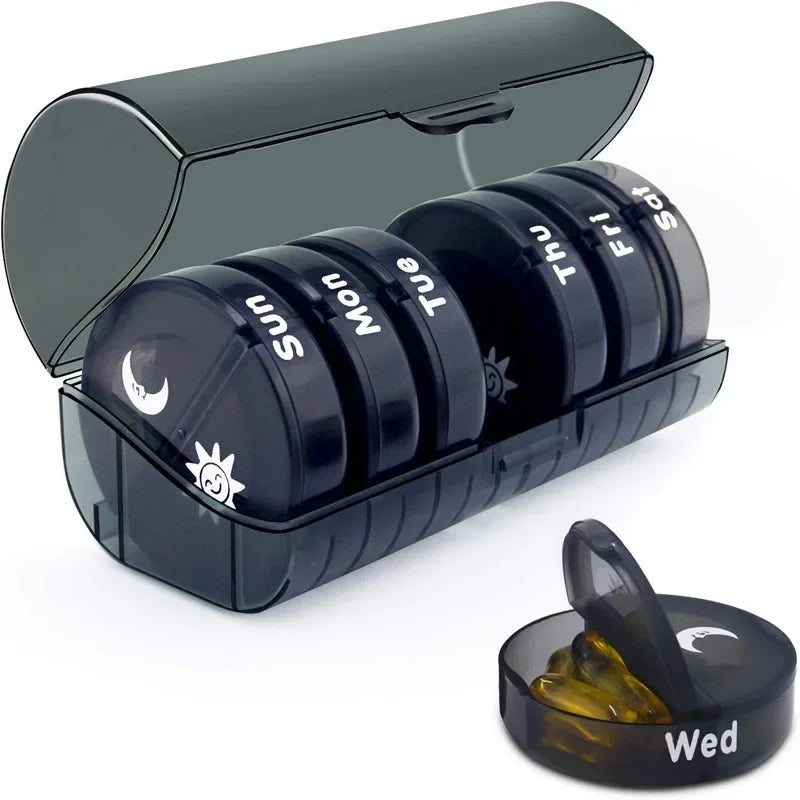 Rainbow 7-Day Pill Organizer — Portable Plastic Weekly Medicine Storage Box for Tablets