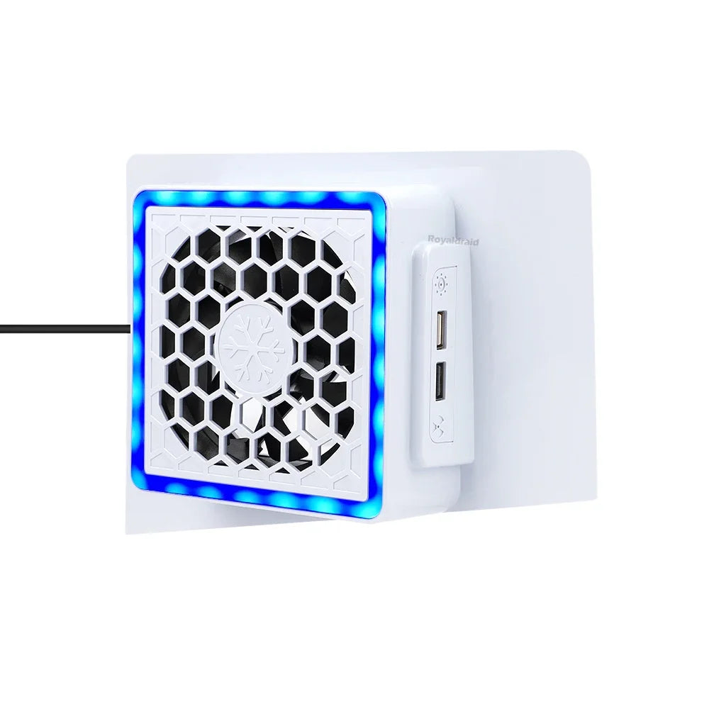 NEW Side-Mounted Cooling Fan for PS5 Slim – LED Light & 2 USB Ports Game Console Cooler Accessory