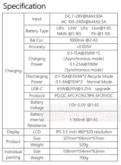NEW ToolkitRC M6DAC Dual Channel Smart LiPo Battery Charger – 200W AC, 350W DC, 15A for 1-6S LiHV with 65W PD