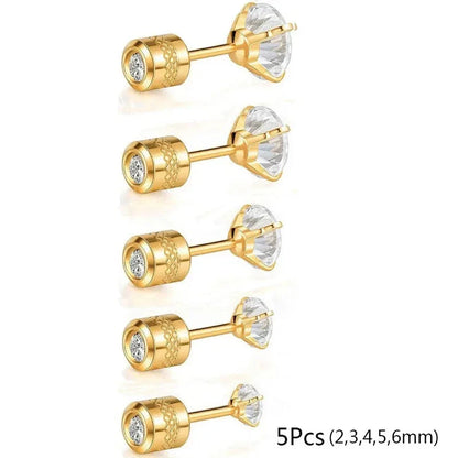 20G Titanium Stud Earrings – Hypoallergenic Tiny Cubic Zirconia Screw Back Cartilage & Tragus Piercing Jewelry