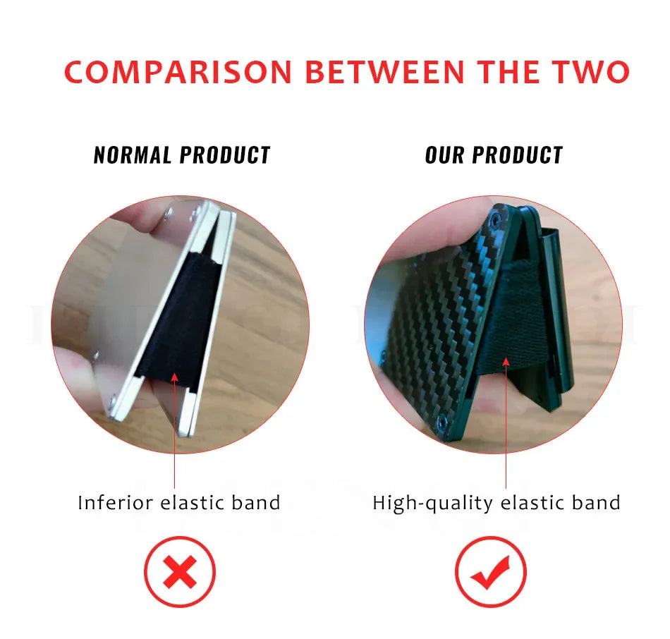 RFID Carbon Fiber Metal Wallet for Men – Slim Minimalist Card Holder, Thin Small Money Clip Purse