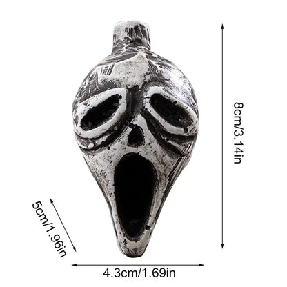 Death Whistle – Skull-Shaped Aztec Screaming Whistle for Halloween, Loud Human Sound Effect Prop