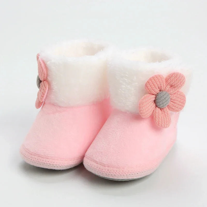 Newborn Baby Pompom Booties - Soft Warm Anti-Slip Shoes for Infants and Toddlers