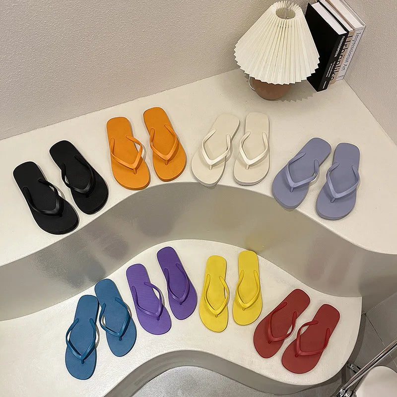 Women's Summer Flat Flip Flops - Comfortable Indoor Home Slippers in Multiple Colors