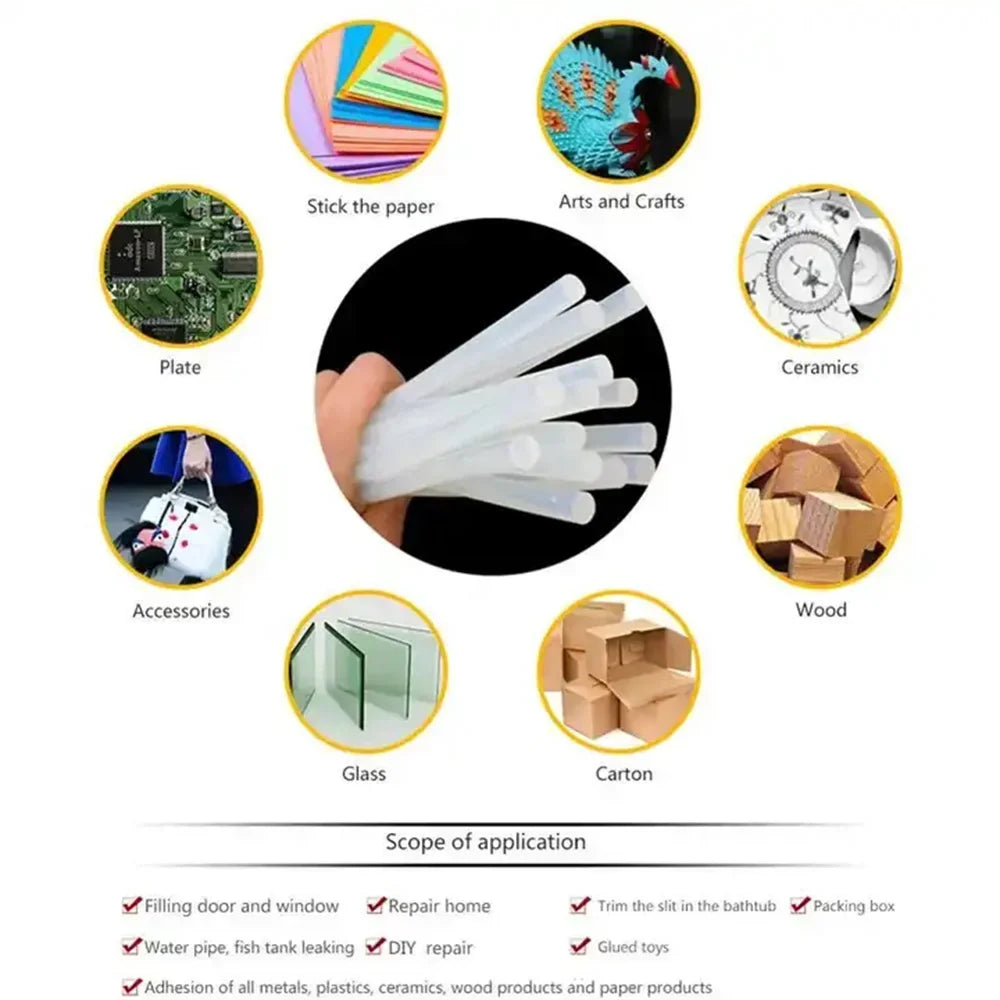 Hot Melt Glue Sticks - Strong Translucent Adhesive Rods for 7mm/11mm Glue Guns, DIY and Repairs