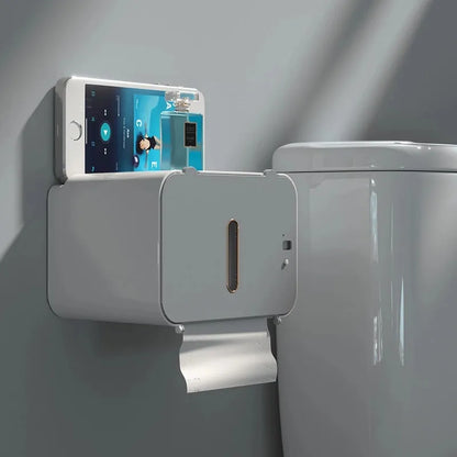 Induction Automatic Toilet Paper Holder with Shelf - Wall-Mounted Dispenser, WC Paper Rack for Bathroom Accessories