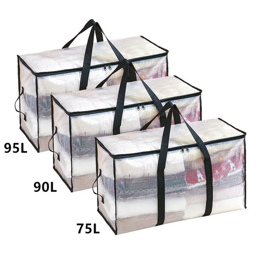 Transparent Waterproof Storage Bag – Large Capacity Quilt & Clothing Organizer for Moving, Dustproof & Moisture-Proof Storage Bag