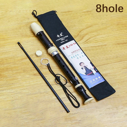Professional 8-Hole Treble Flute – Soprano Recorder Clarinet, Adjustable, Food-Grade ABS, Non-Toxic Black Sound