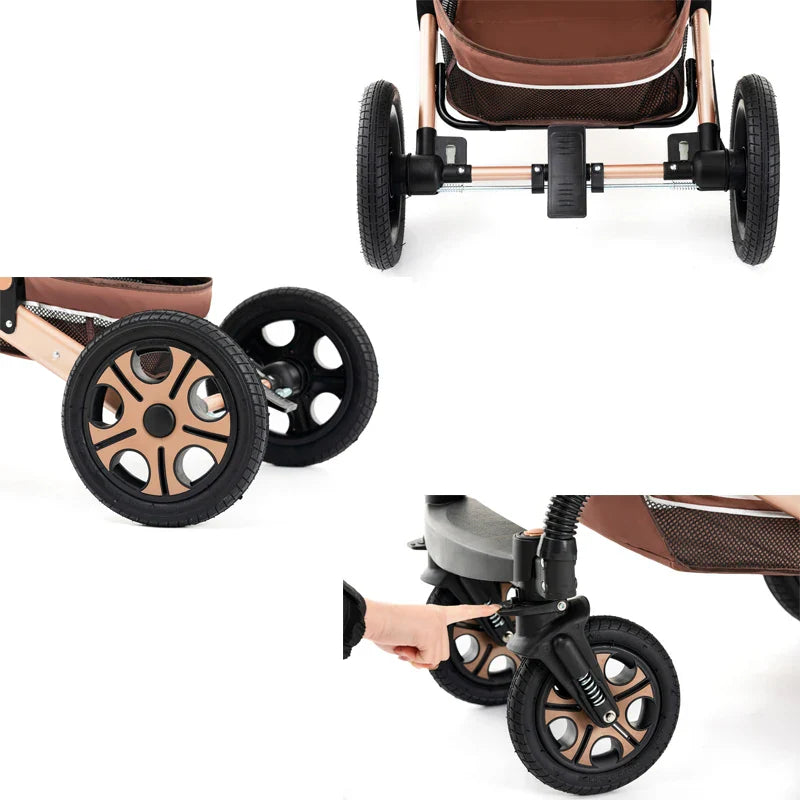 3-in-1 Baby Stroller Travel System – Foldable Newborn Pram with Isofix Base & Reversible Carriage