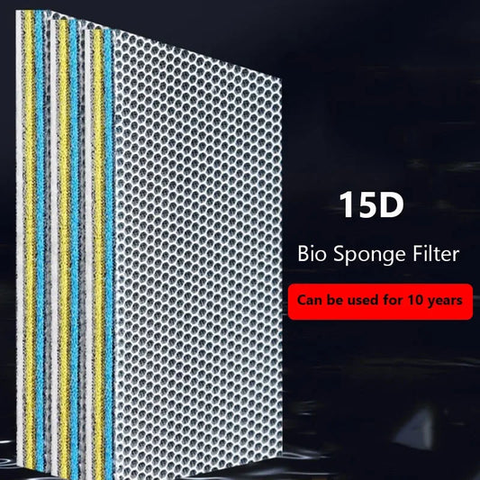 15D Aquarium Fish Tank Filter - Bio Sponge Foam & Biochemical Cotton with 15 Layers for Effective Filtration